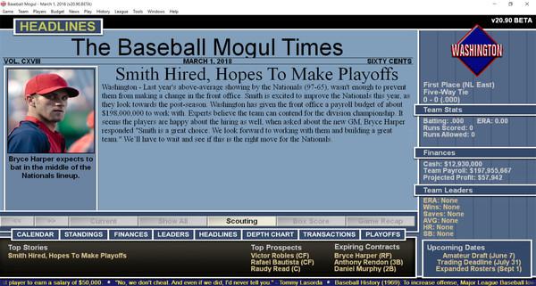Baseball Mogul 2018 Screenshot #1