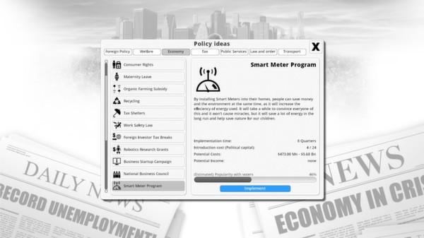 Democracy 3: Social Engineering Screenshot #1